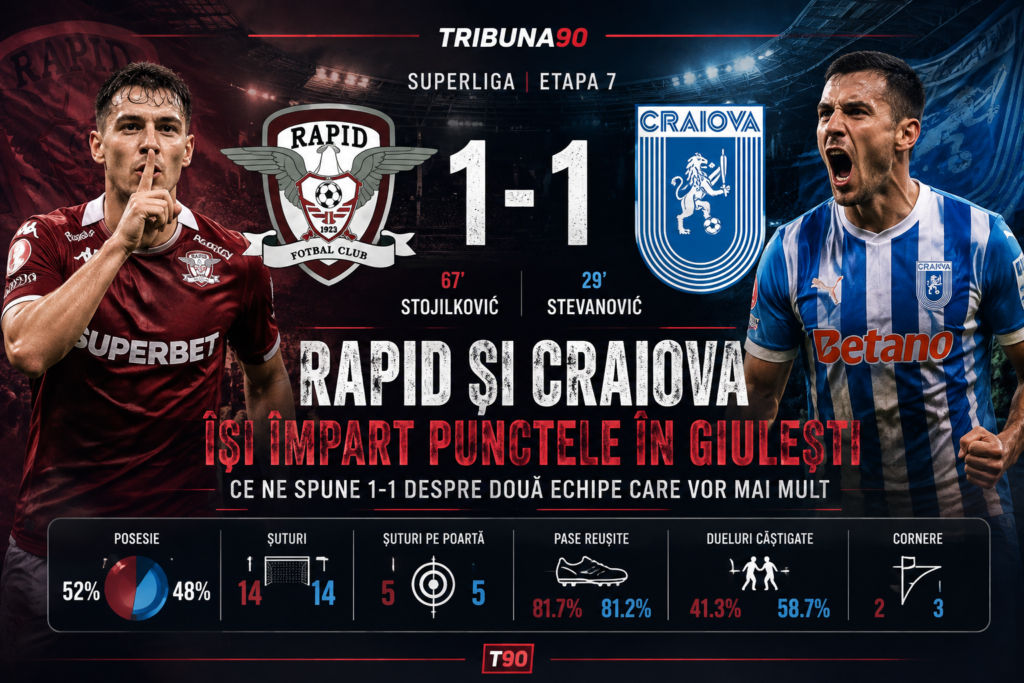 Rapid si craiova isi impart punctele